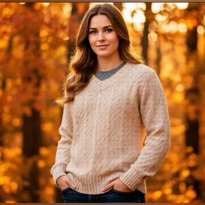 Cabela’s Long Sleeve V-Neck Women’s Sweater in Peach-Size Small